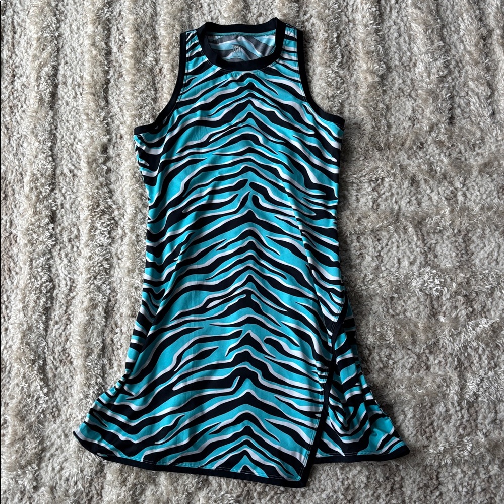 Tail Zebra Print Mini Dress - Black and Blue